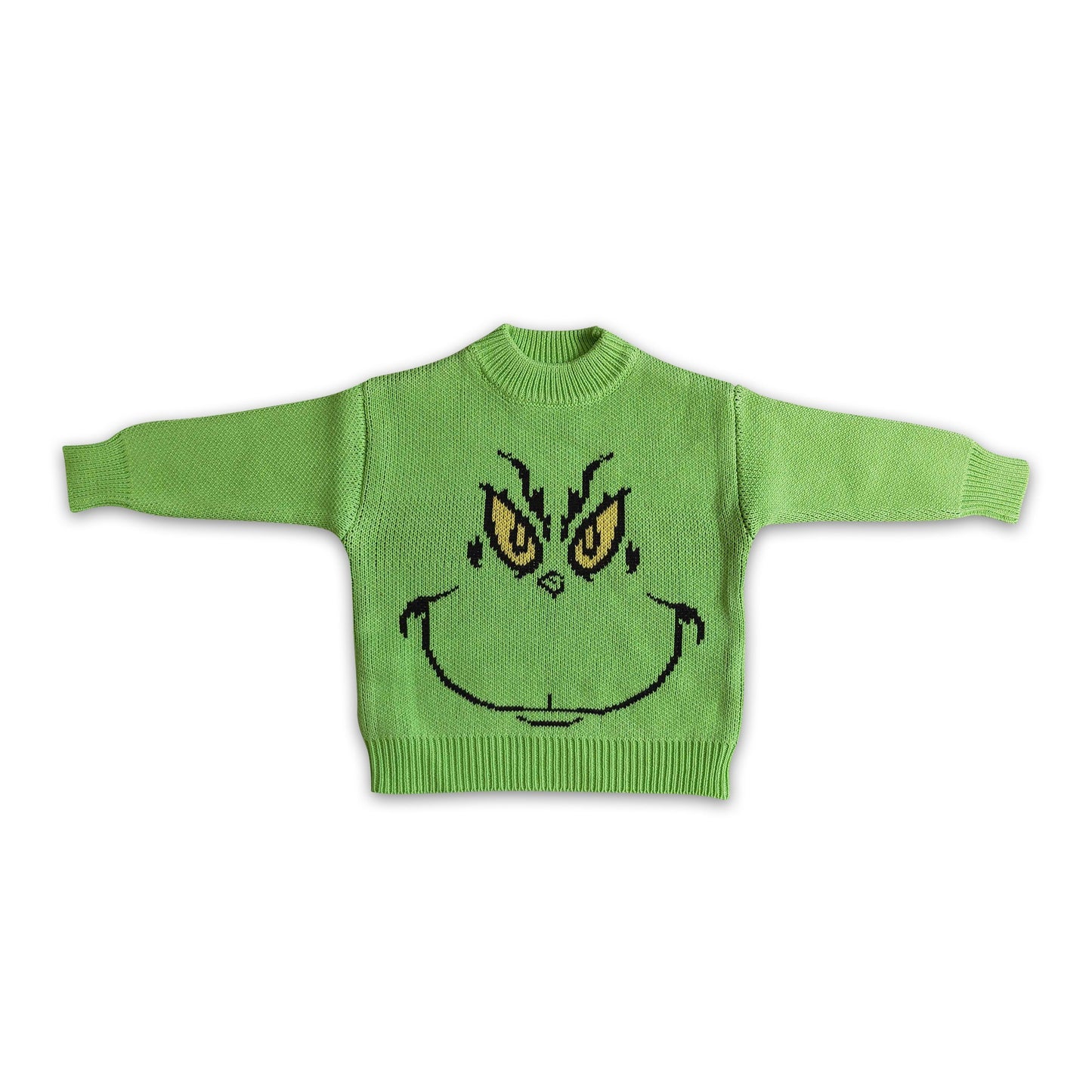 Green face kids girls Christmas sweater