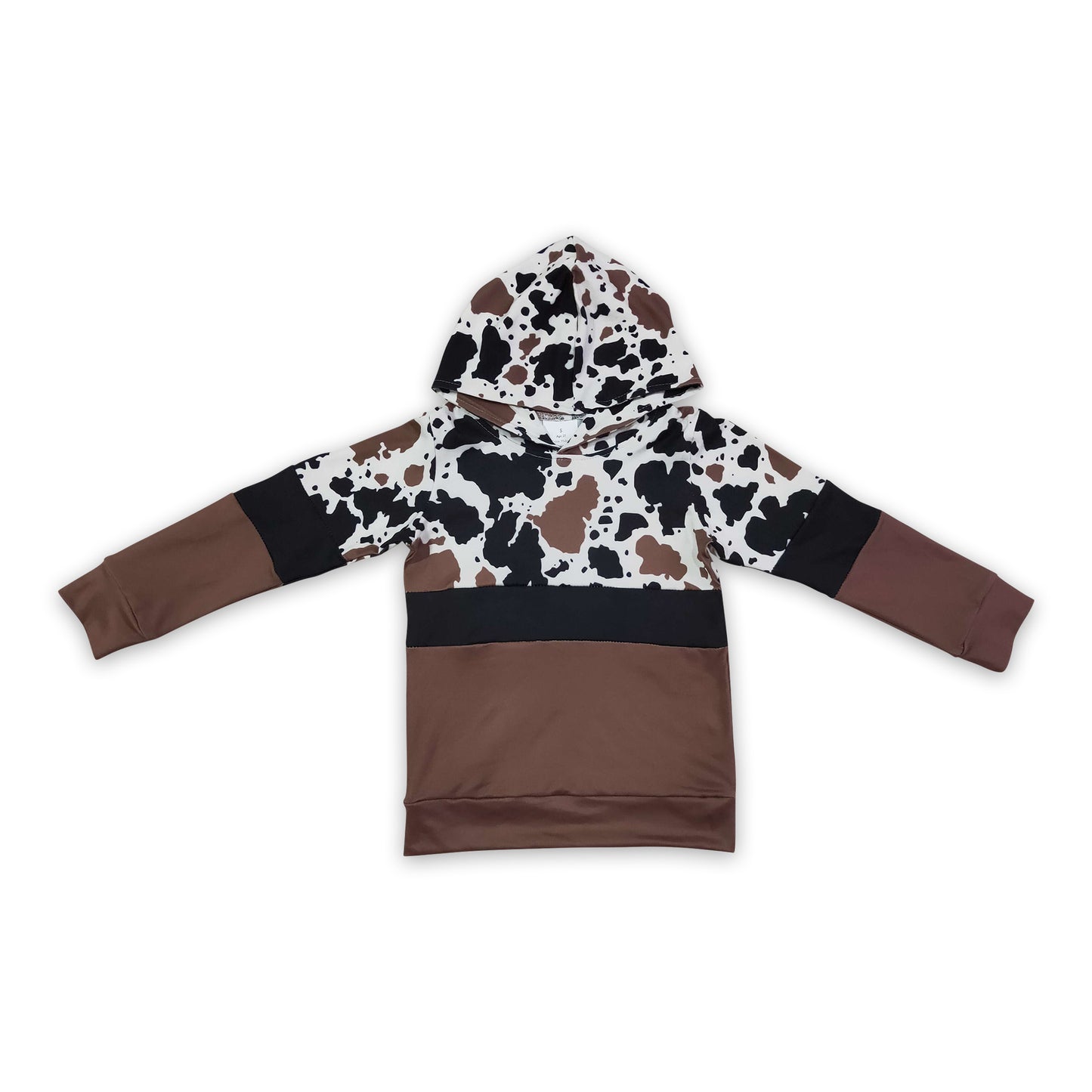 Cow brown long sleeves baby kids western hoodie