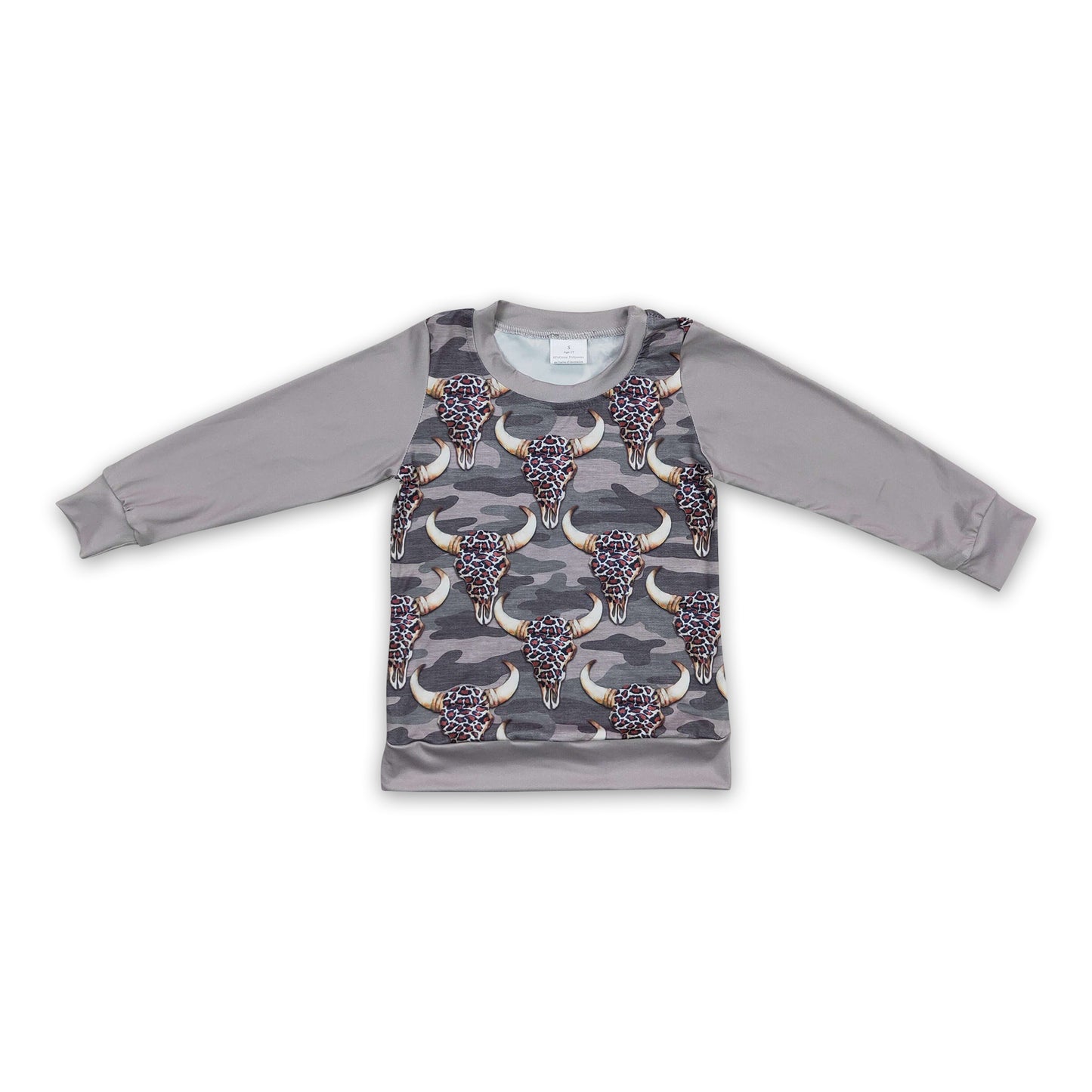 Leopard cow camo long sleeves kids western shirt