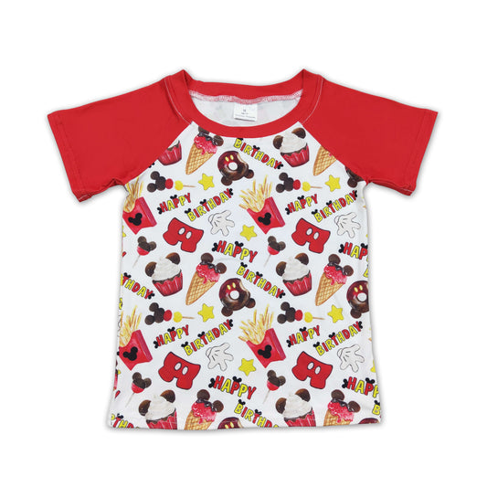 Short sleeves happy birthday kids boy shirt