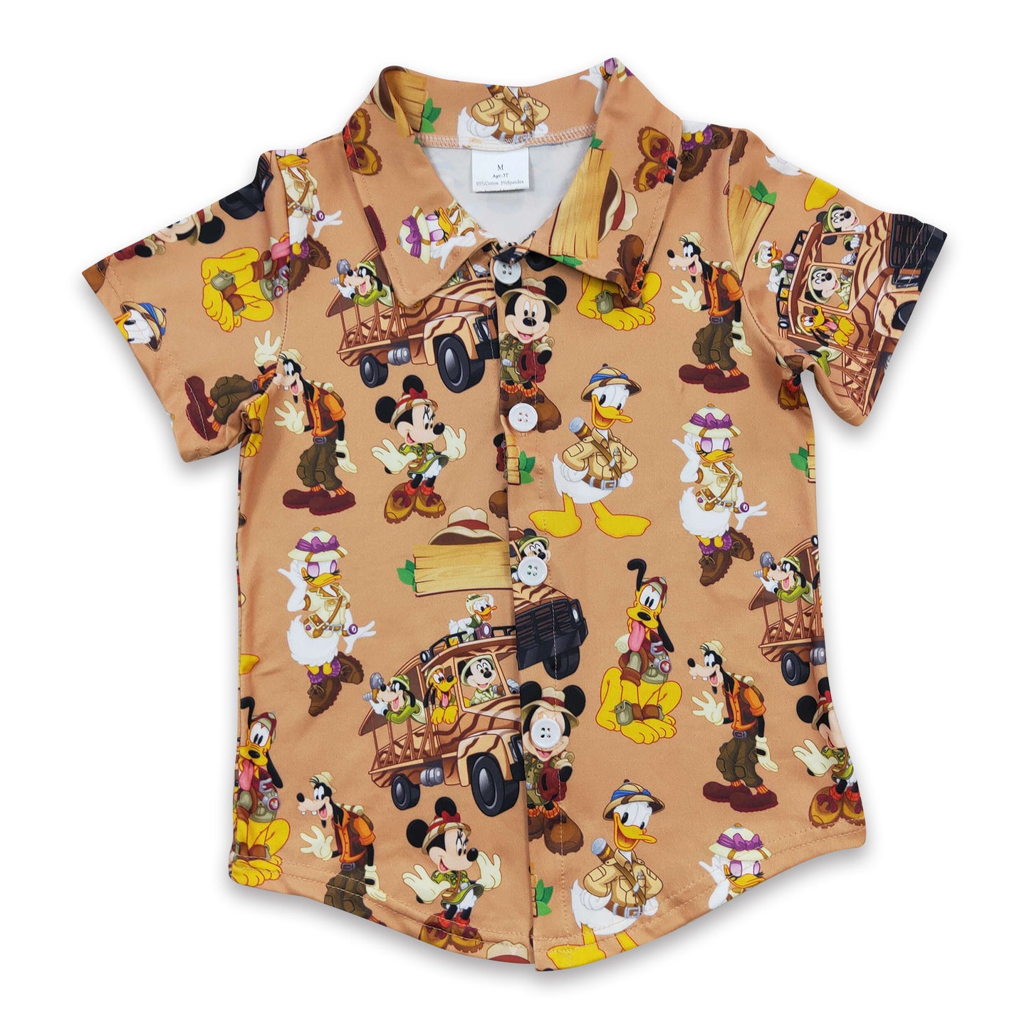 Mouse short sleeves cute boy button up shirt