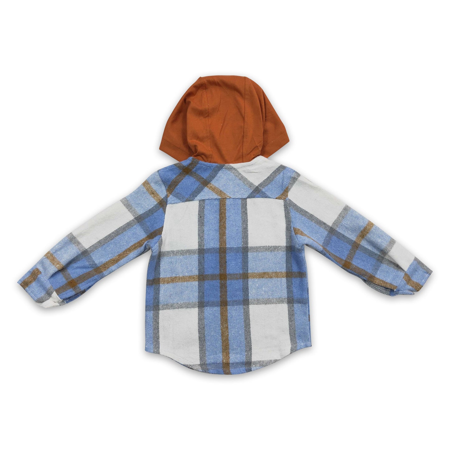 Blue plaid shirt boy flannel button up hoodie