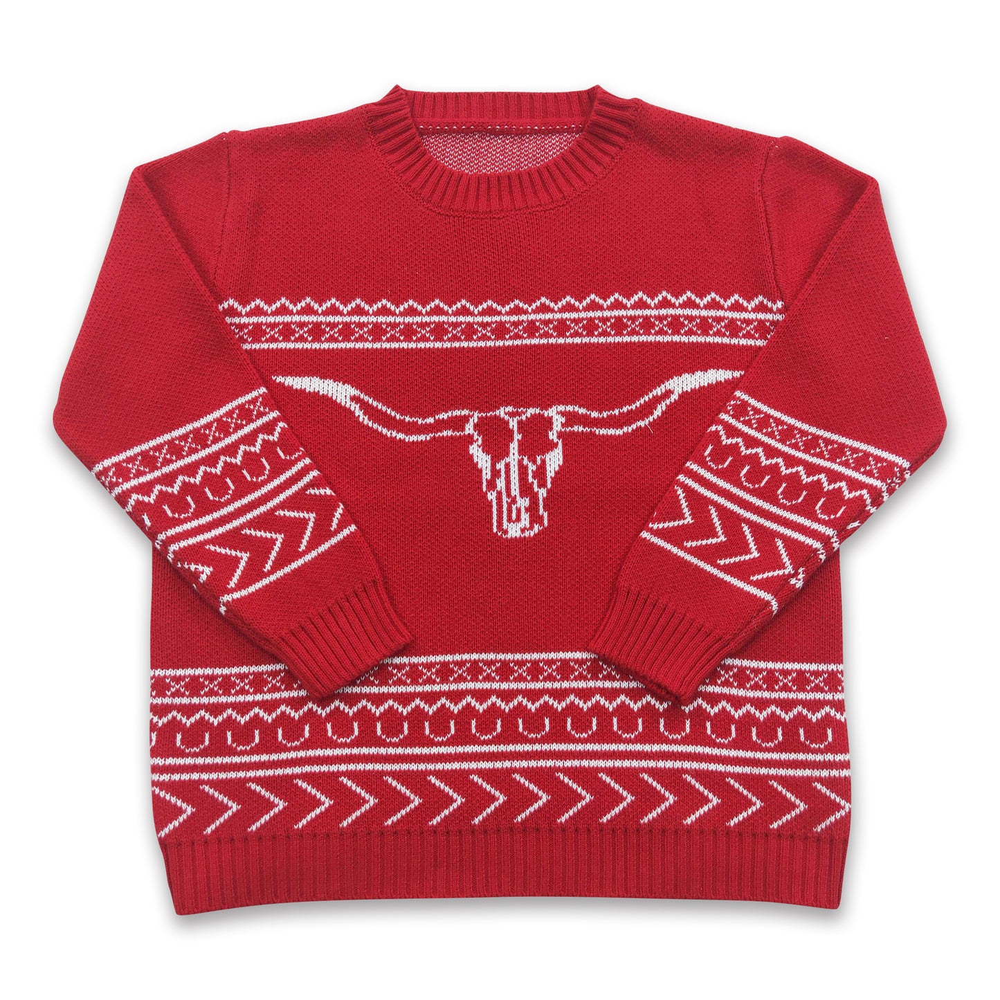 Red bull skull aztec cow baby kids sweater