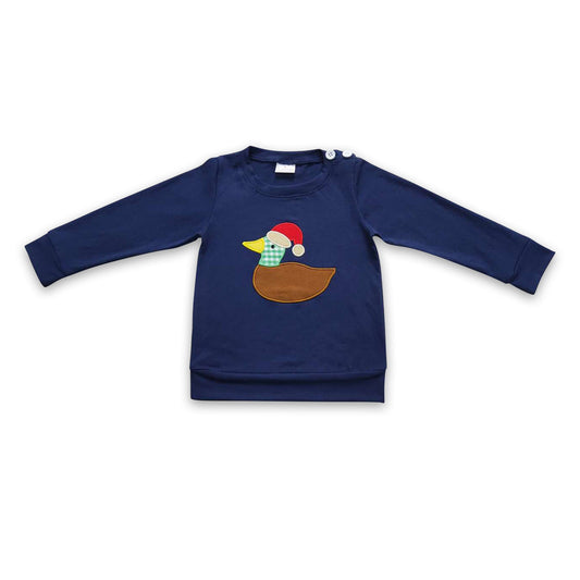 Duck Christmas hat navy kids shirt