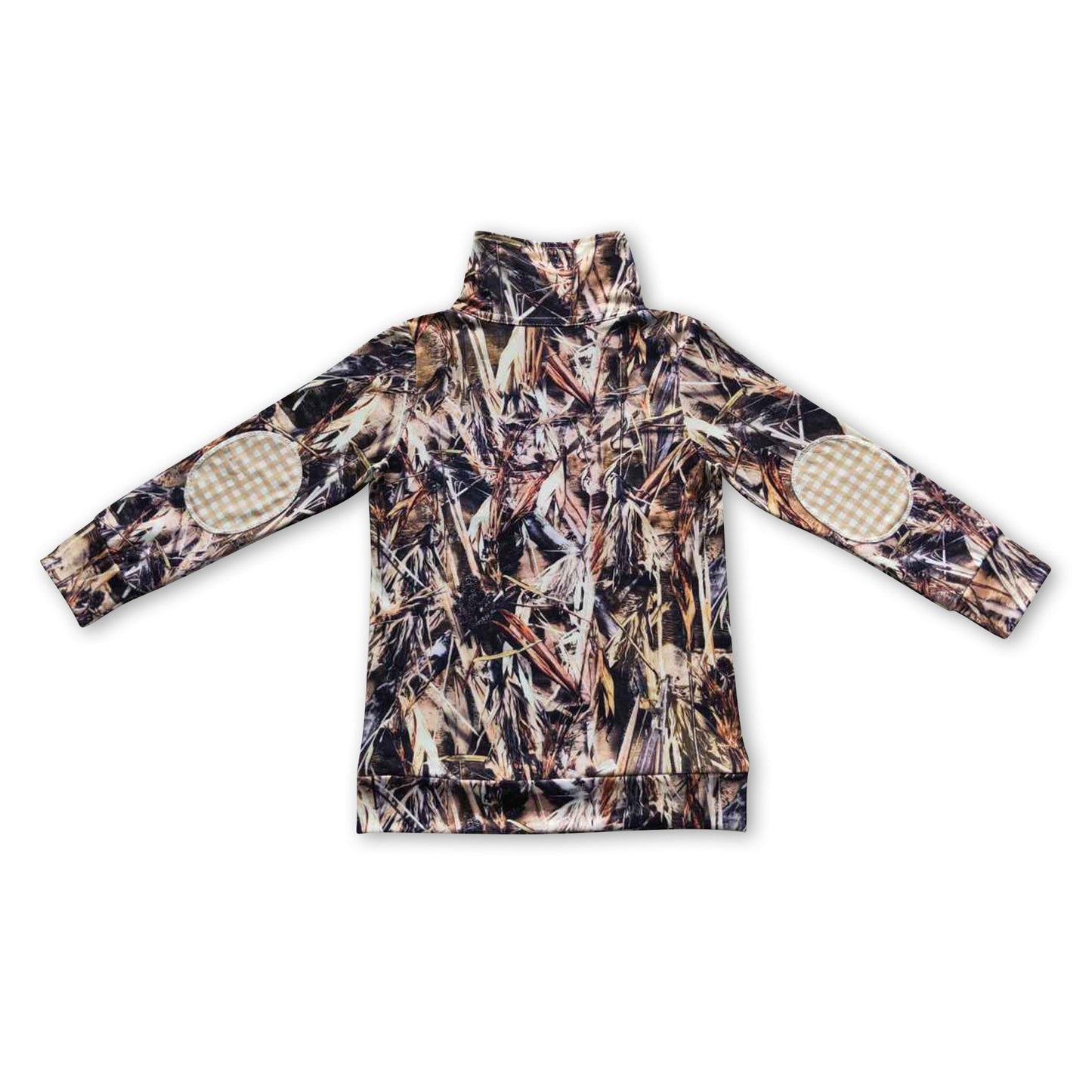 Dog plaid camo kids boy hunting pullover