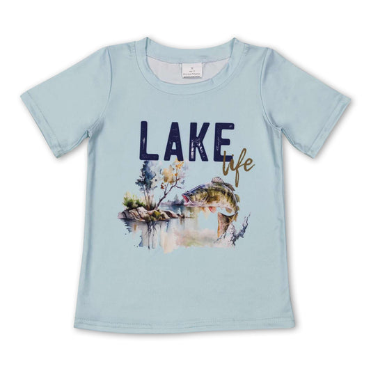 Short sleeves lake life kids boy shirt