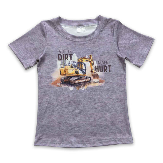 Grey short sleeves excavator kids boy shirt