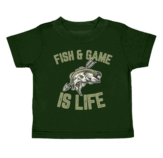 Fish game is life green short sleeves kids boy shirt