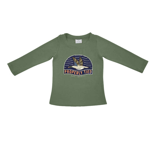 Olive long sleeves duck kids boys shirt