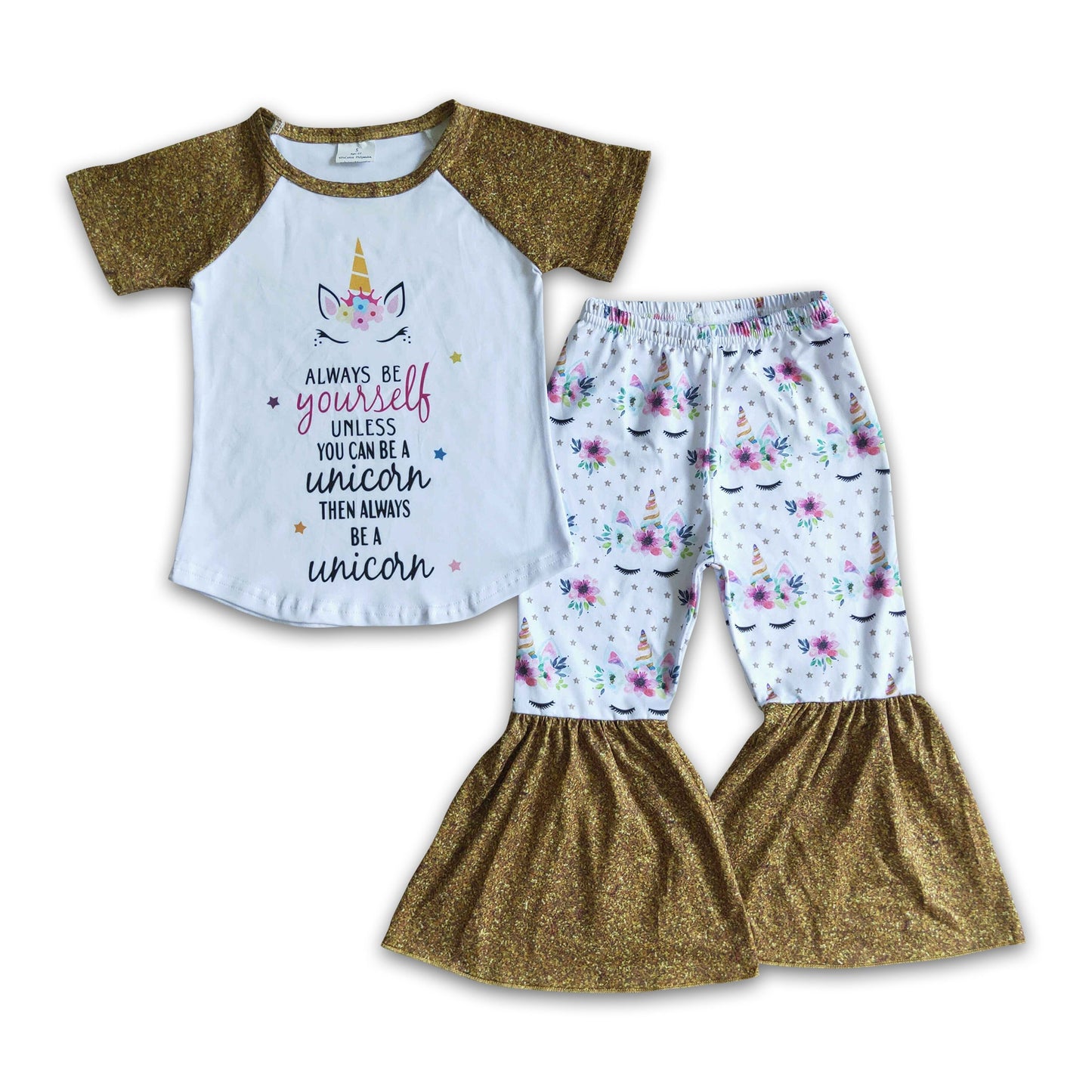 Girl Unicorn Gold Color Outfit