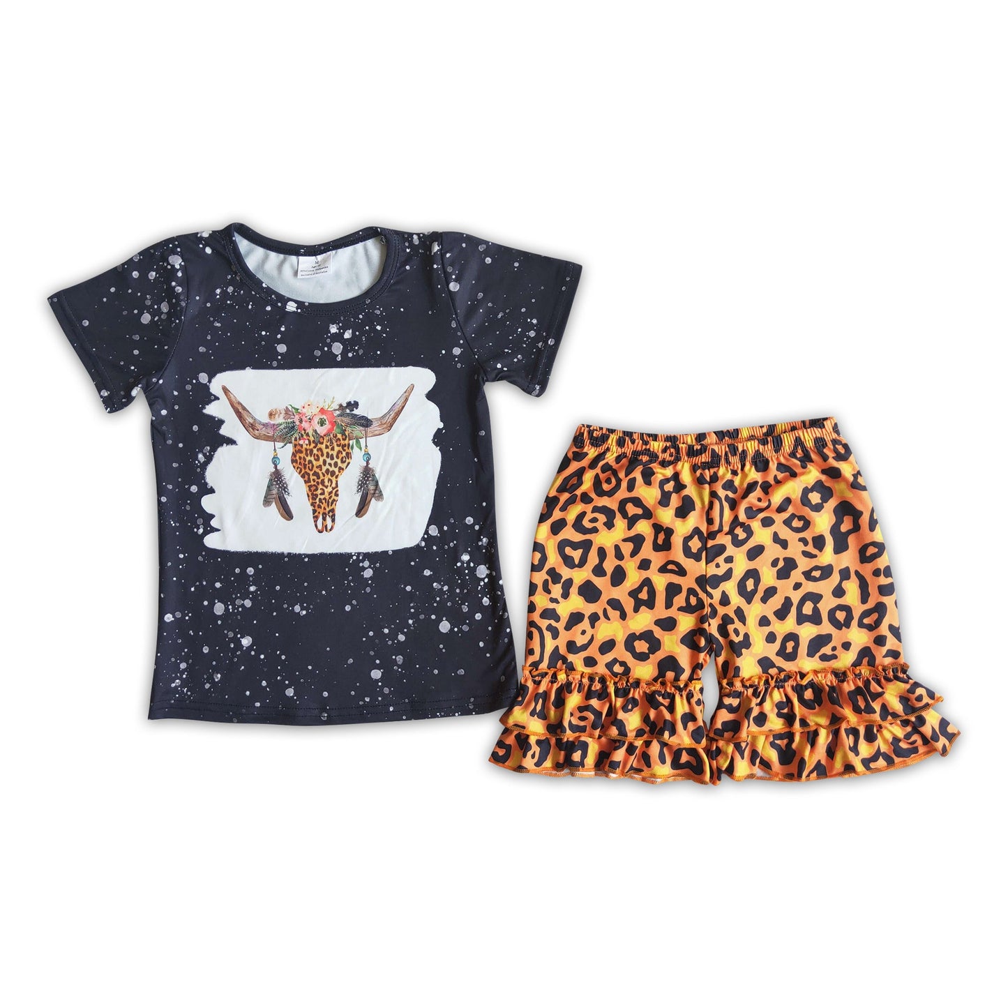 Leopard cow bleached shirt girls summer outfits