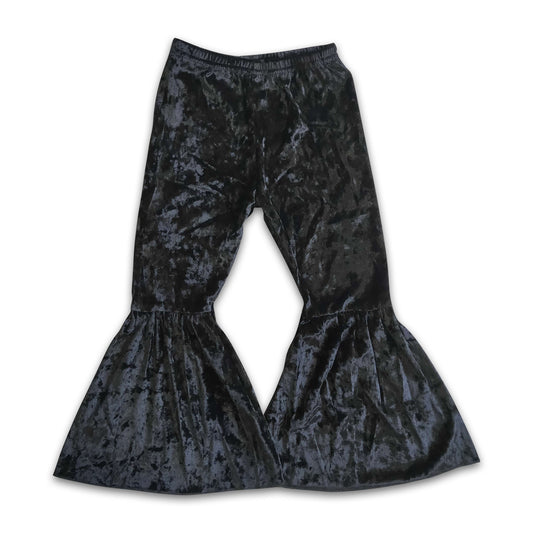 Black velvet baby girls pants