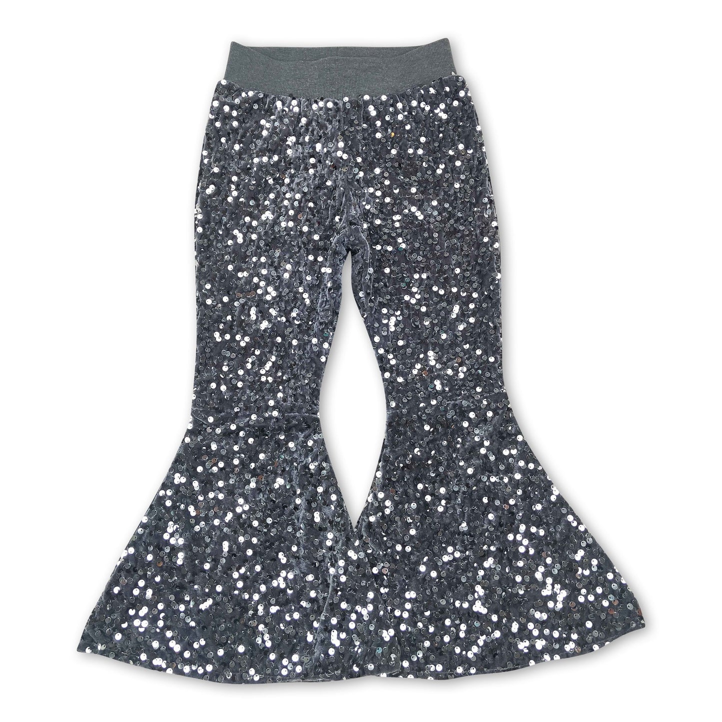 Girl Gray Sequin Bell Bottom