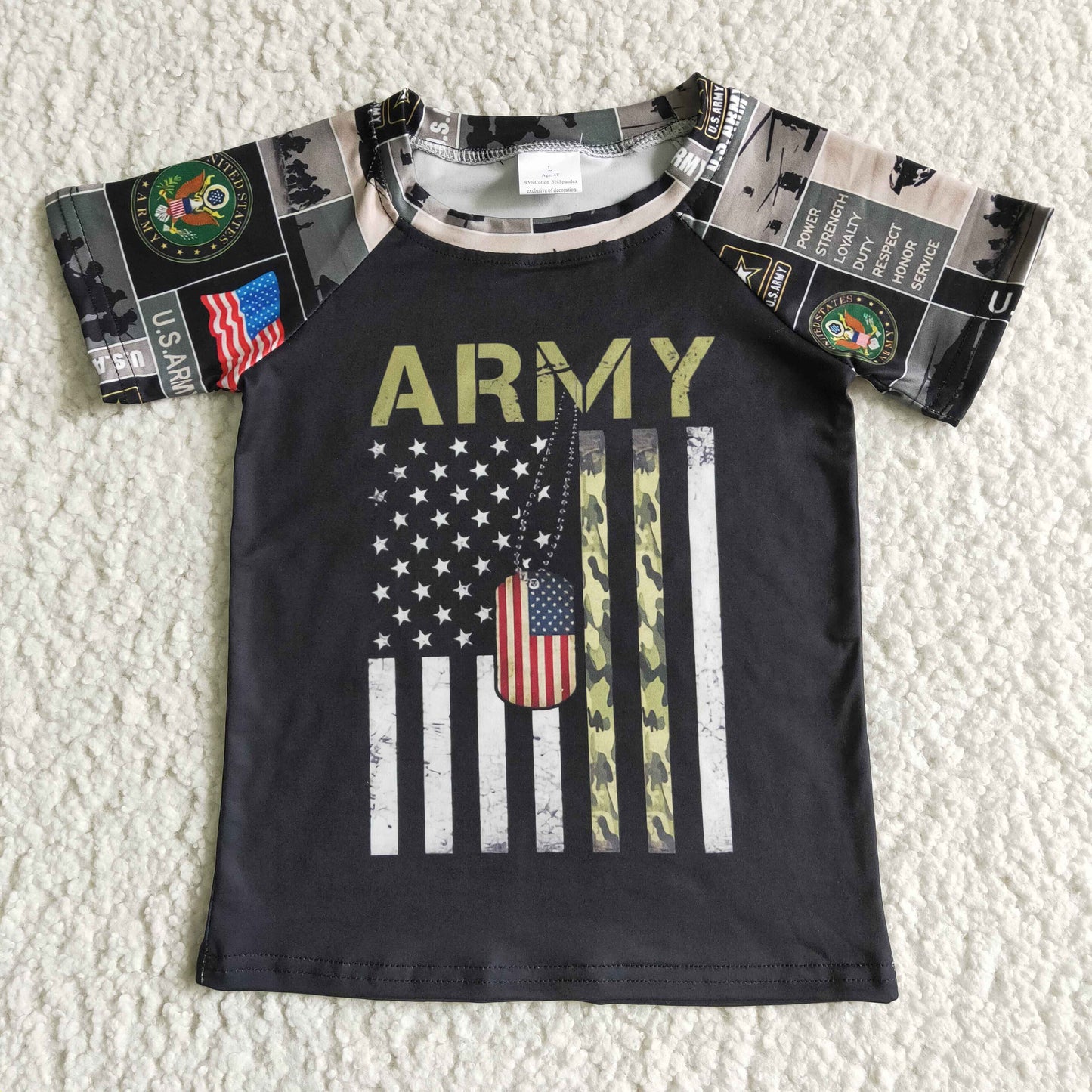 Army print short sleeve boy shirt