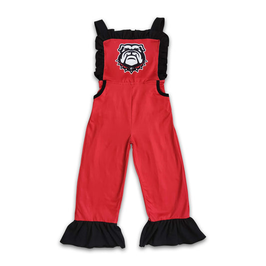 Red pocket girls team overalls