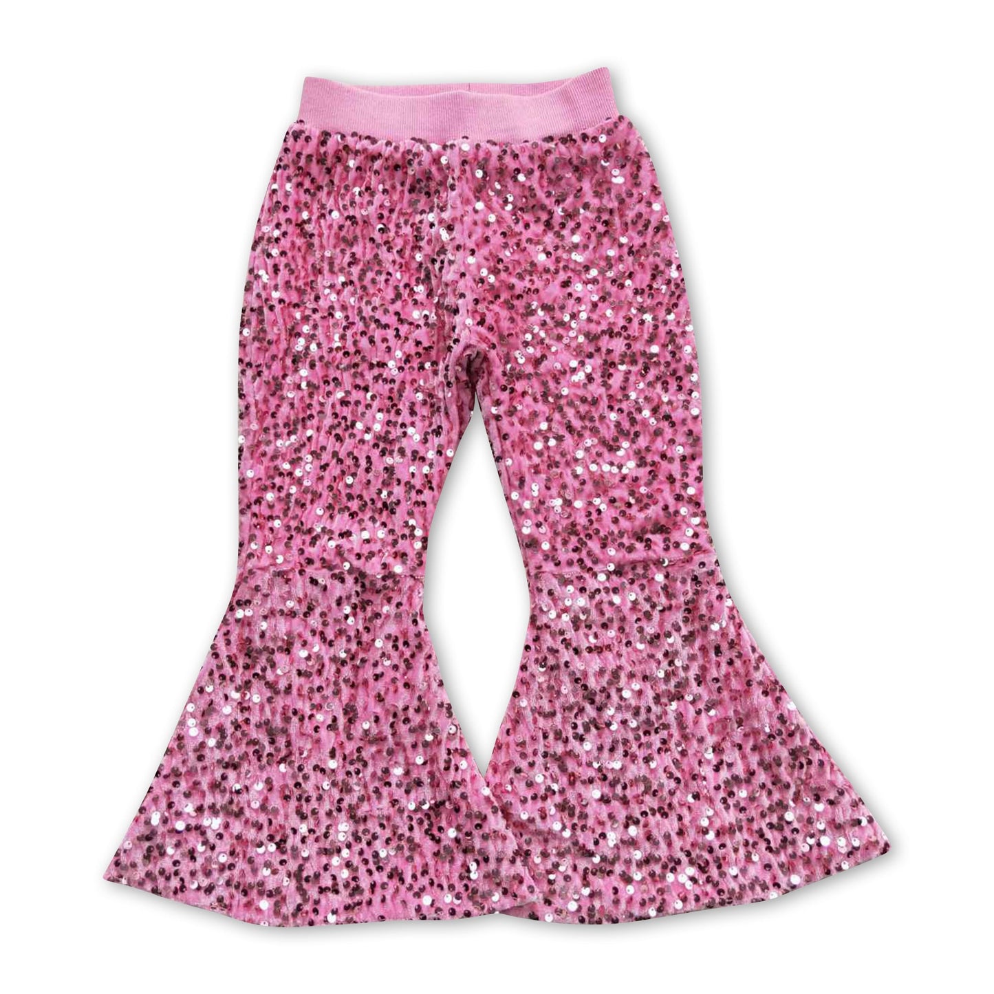 Girl Pink Sequin Bell Bottom Pants