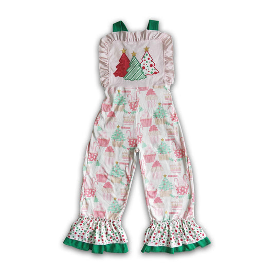 Christmas tree print girls overalls