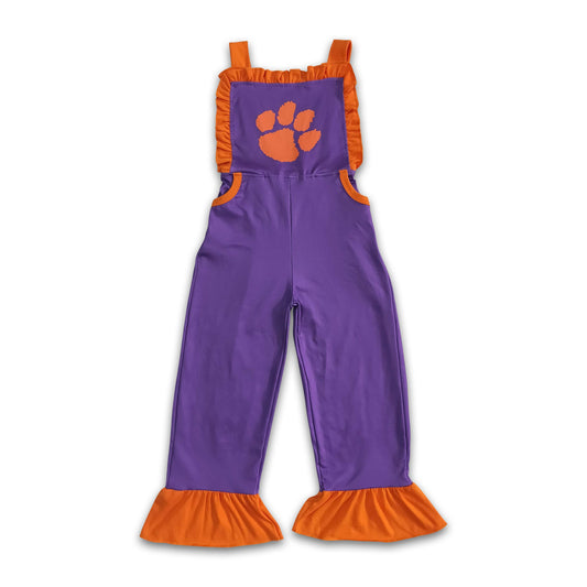 Purple orange pocket girls team overalls