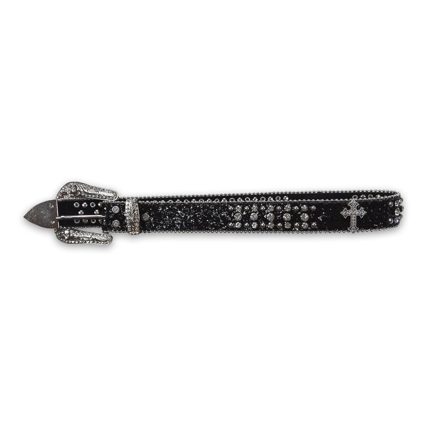 Rhinestones black cross baby girls belt