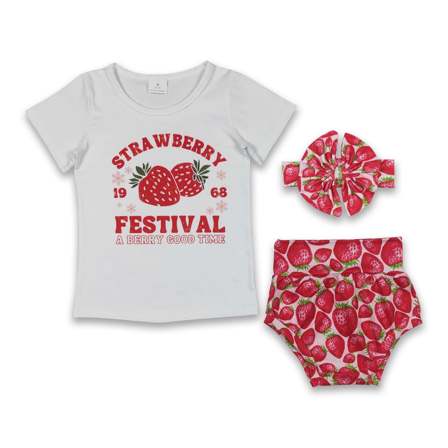 Strawberry shirt bummies baby girls summer clothes