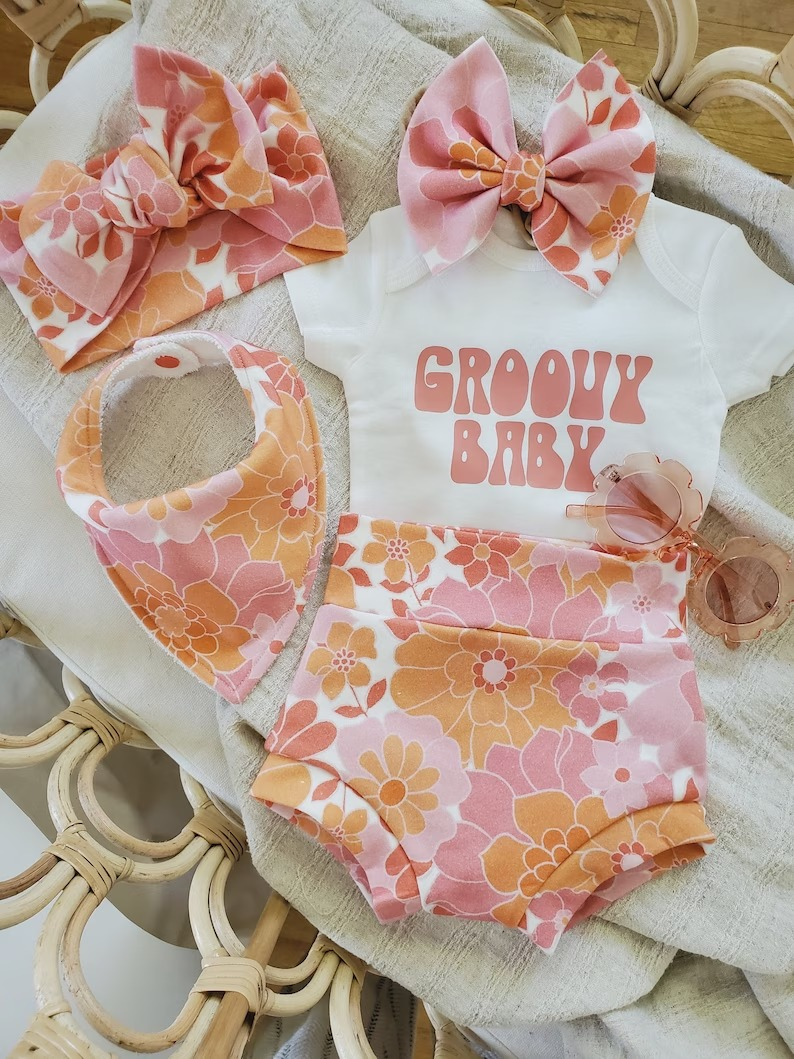 Groovy baby top floral bummies baby girls clothes