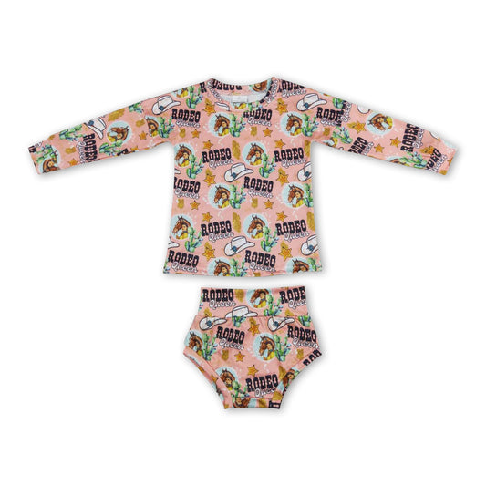 Rodeo queen cactus hat baby girls western bummies set