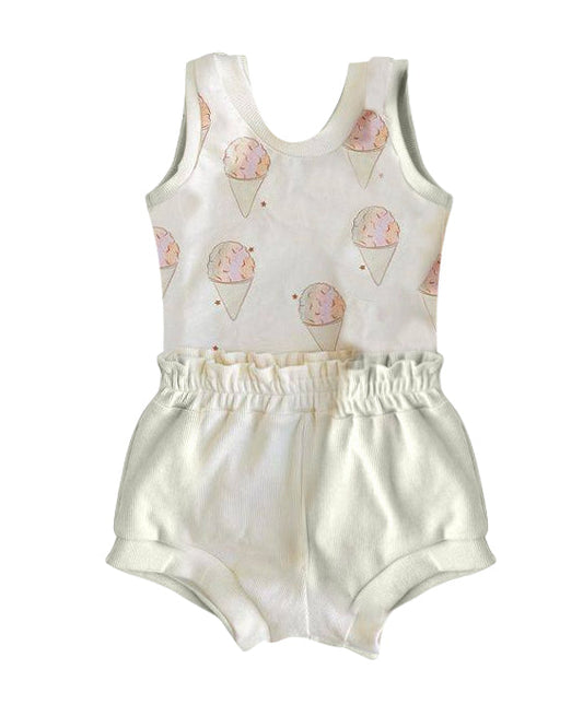 Sleeveless ice cream top bummies baby girls summer set