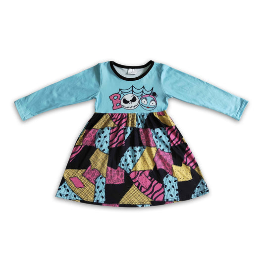 Boo skull patchwork baby girls Halloween dresses