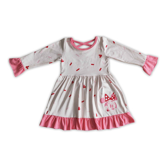 Sprinkle mouse long sleeves baby girls ruffle dress