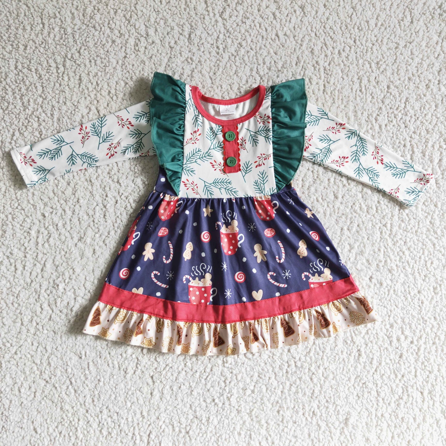 Gingerbread candy cane kids girls Christmas dresses