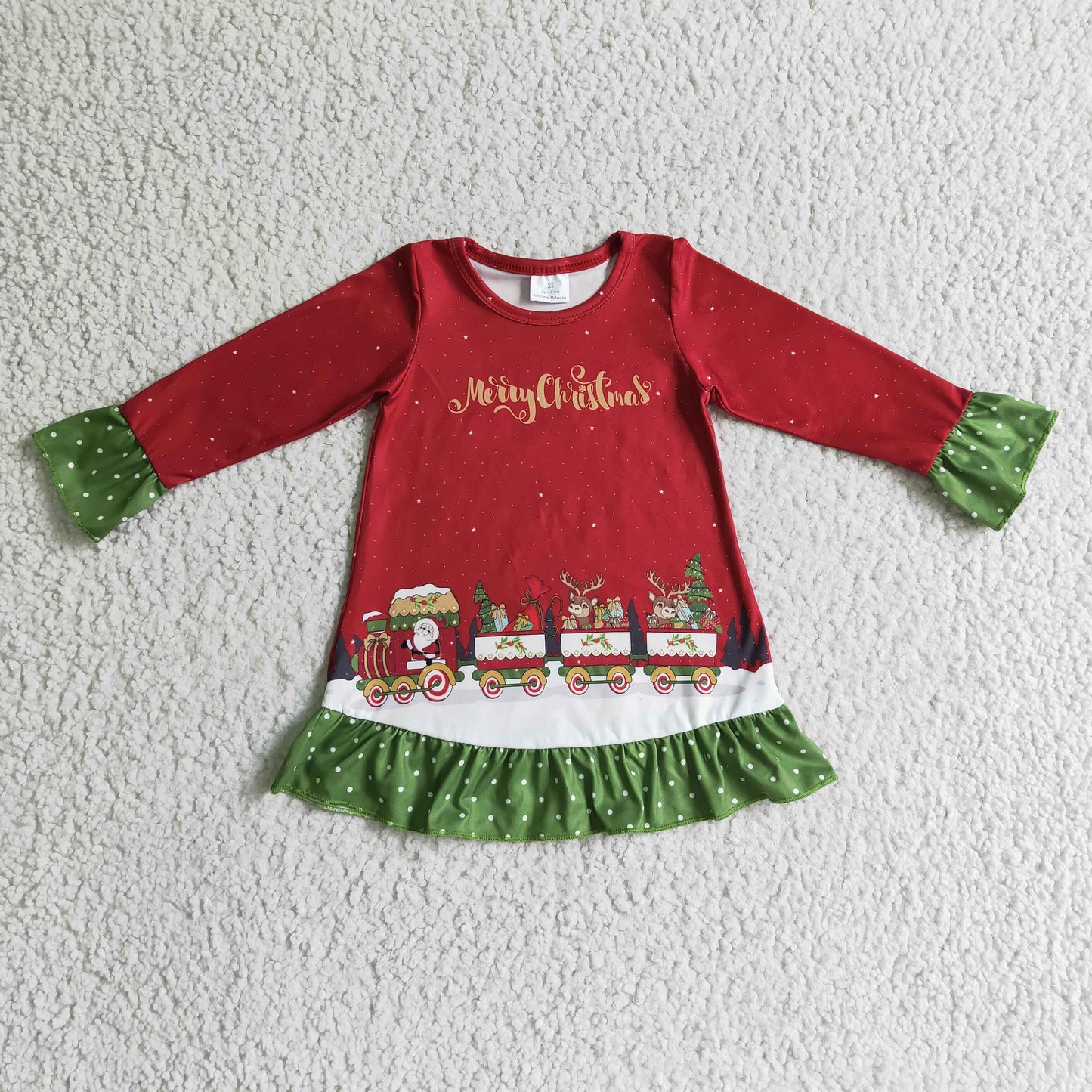 Merry Christmas santa deer gifts train girls dresses