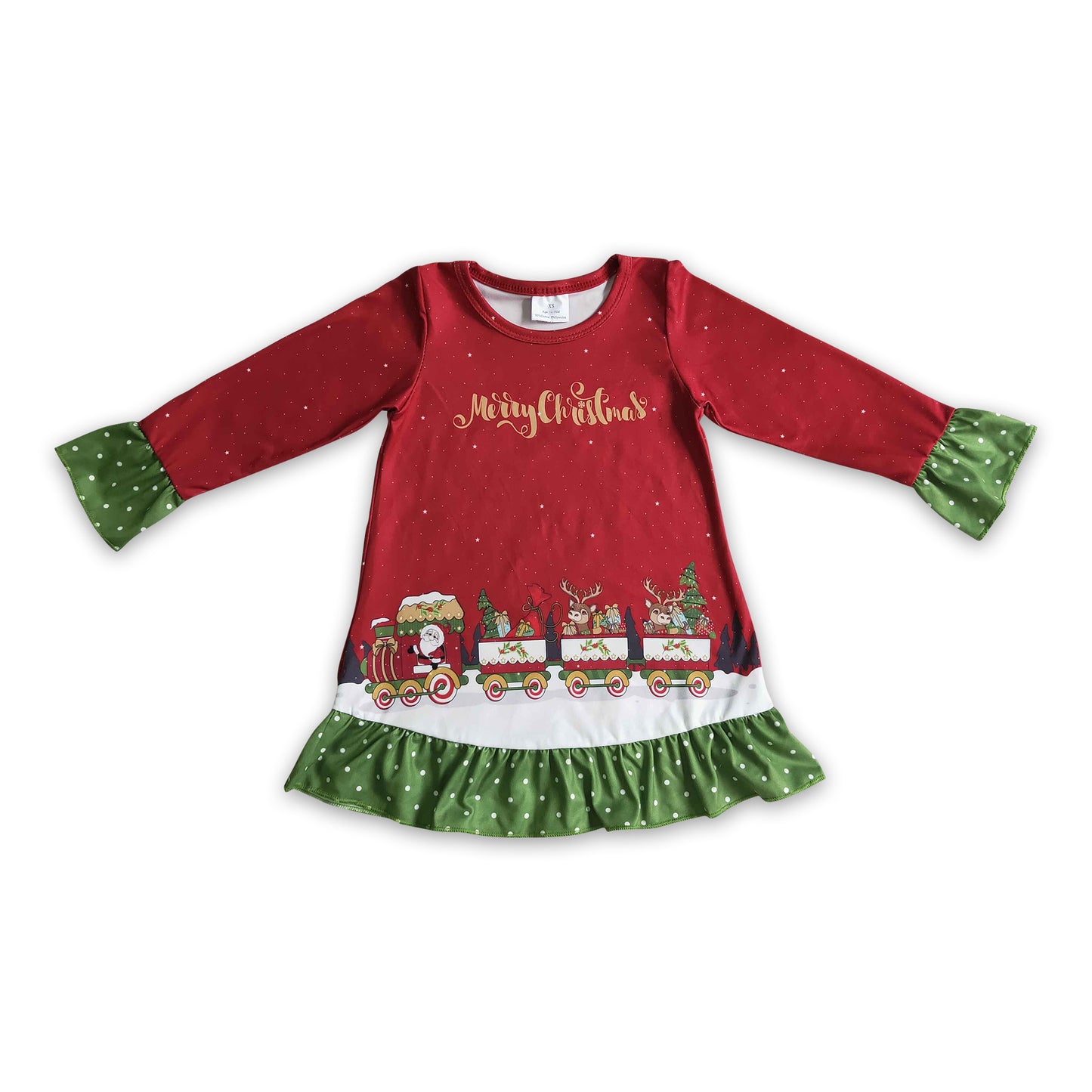 Merry Christmas santa deer gifts train girls dresses