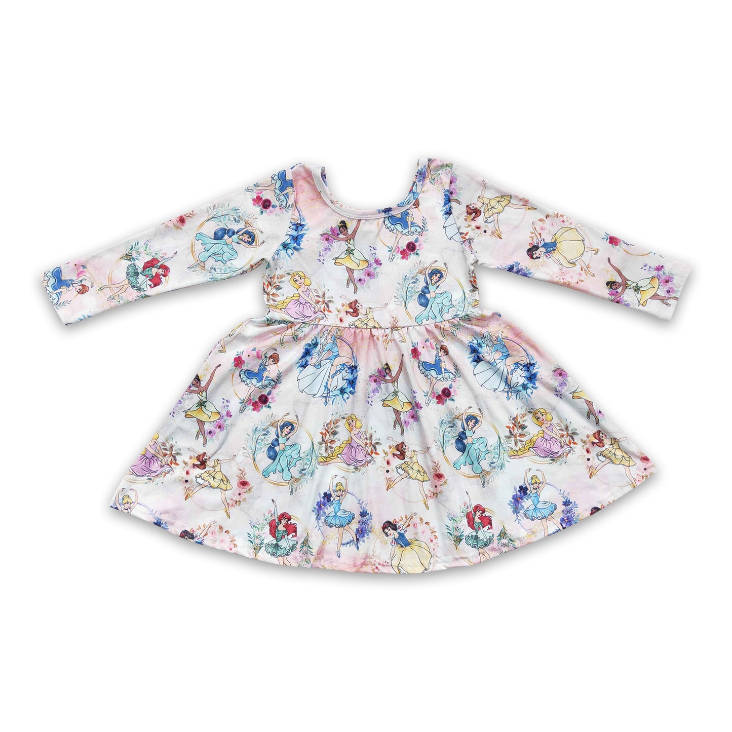 Long sleeves dancer princess baby girls dresses