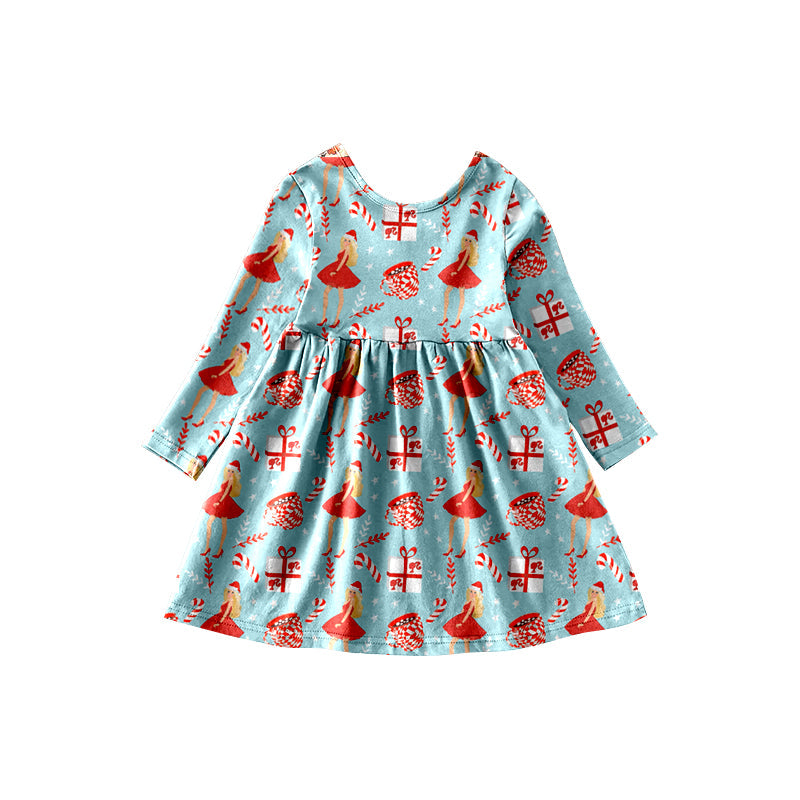 Candy cane gift party girls Christmas dresses