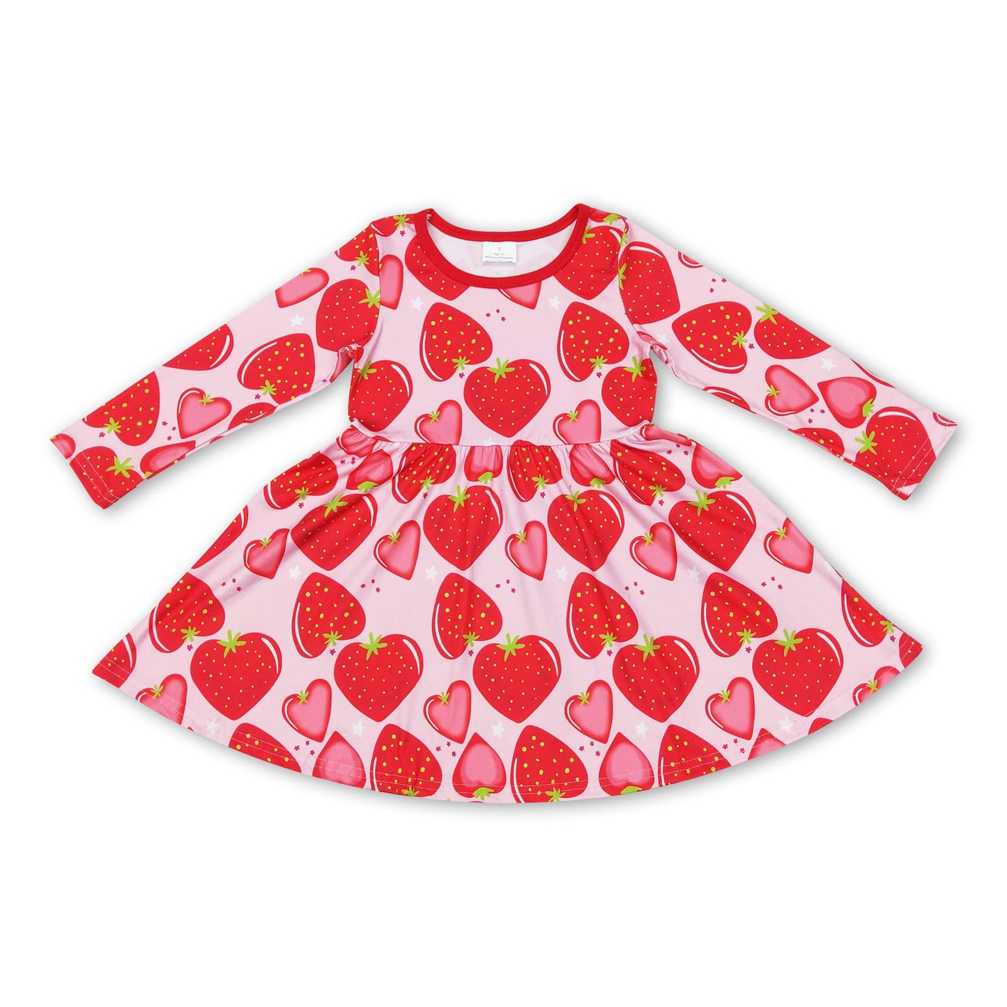 Long sleeves heart strawberry girls valentine's dresses