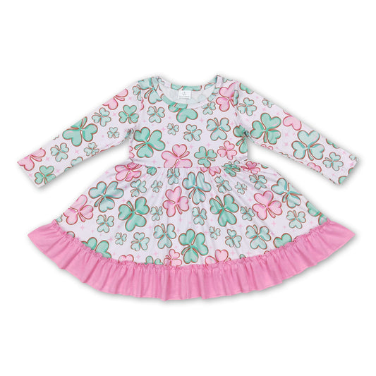 Green pink clover girls st patrick's dresses