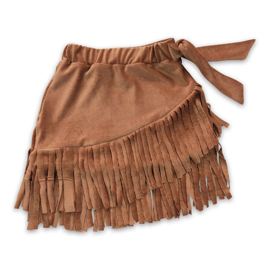 Brown tassels baby girls western skirt