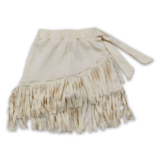 Beige tassels baby girls western skirt