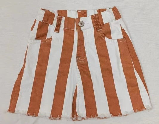 Orange stripe pocket baby girls denim skirt