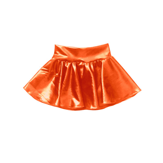 Orange leather baby girls skirt