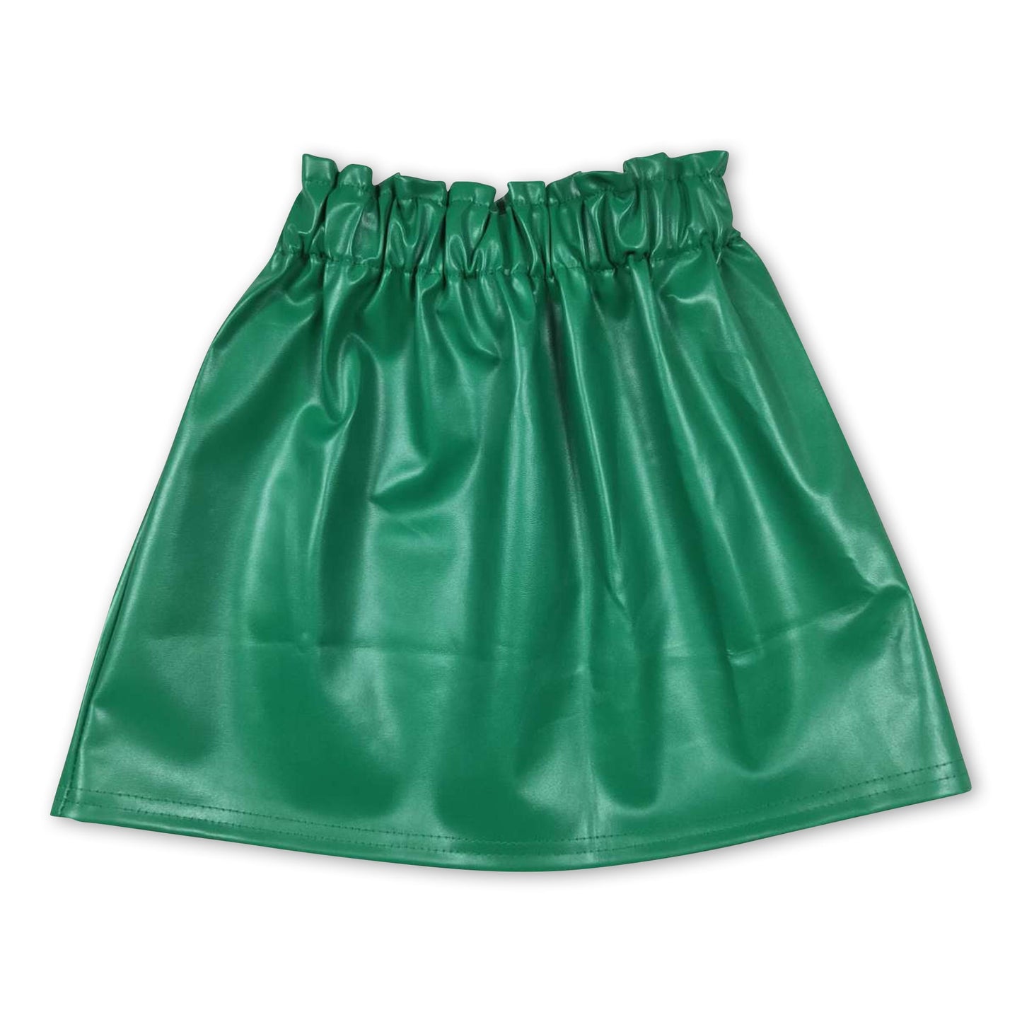 Green leather baby girls skirt