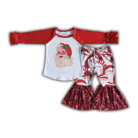 Santa print baby girls Christmas outfits