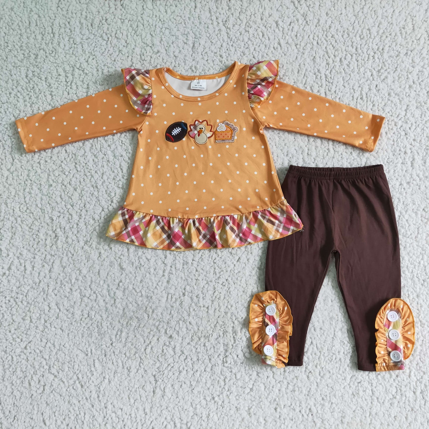 Football turkey pumpkin pie girls thanksgiving clothing