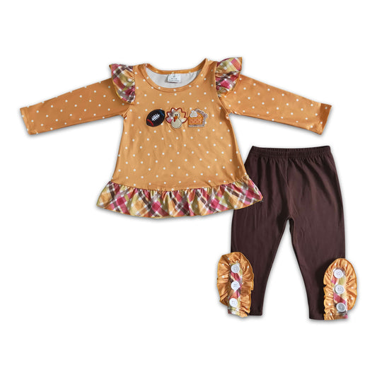 Football turkey pumpkin pie girls thanksgiving clothing