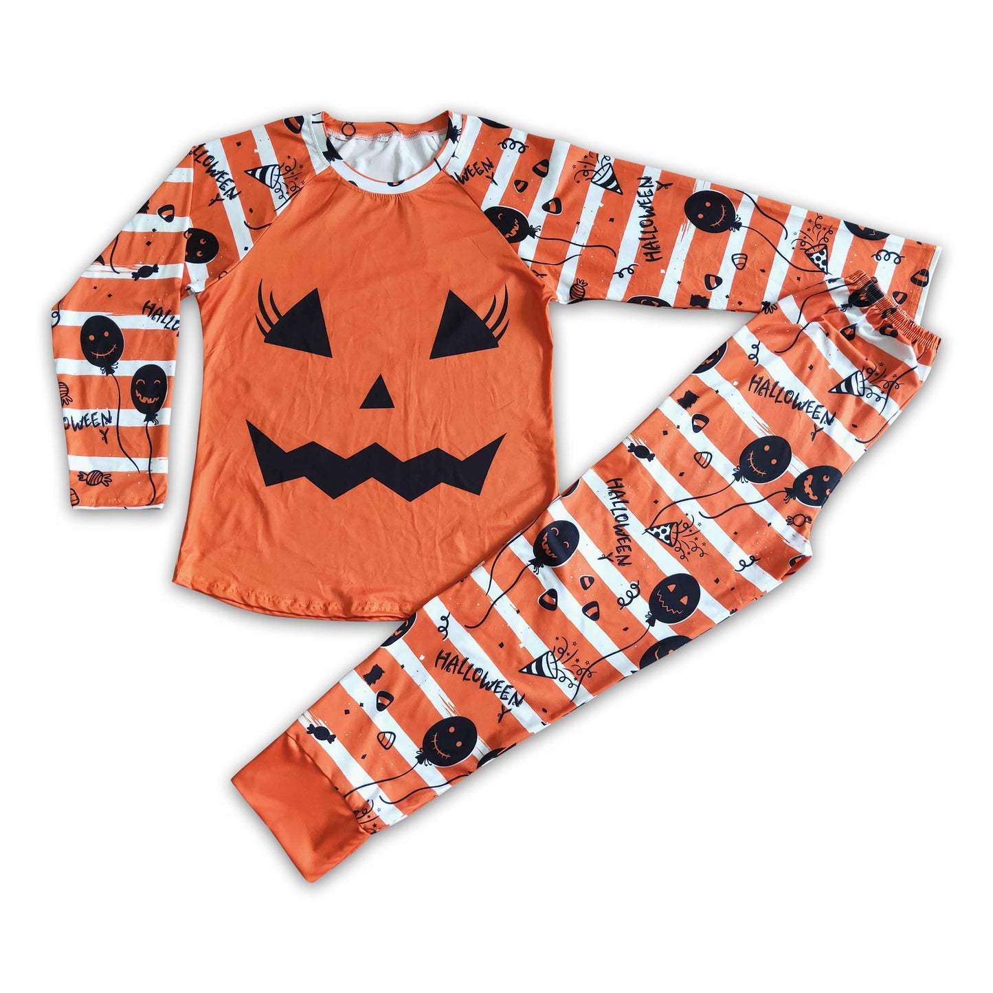 Black balloon orange pumpkin adult mom Halloween pajamas