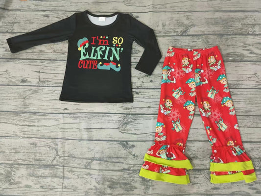 I'm so cute naughty and nice kids girls Christmas clothes