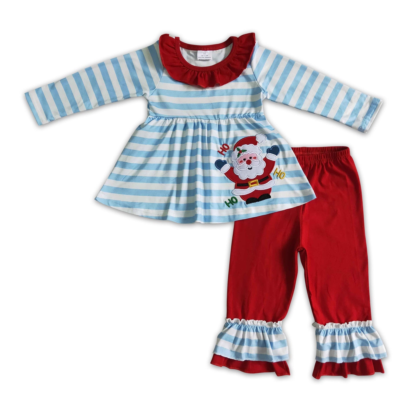 Ho ho ho santa embroidery kids girls Christmas outfits