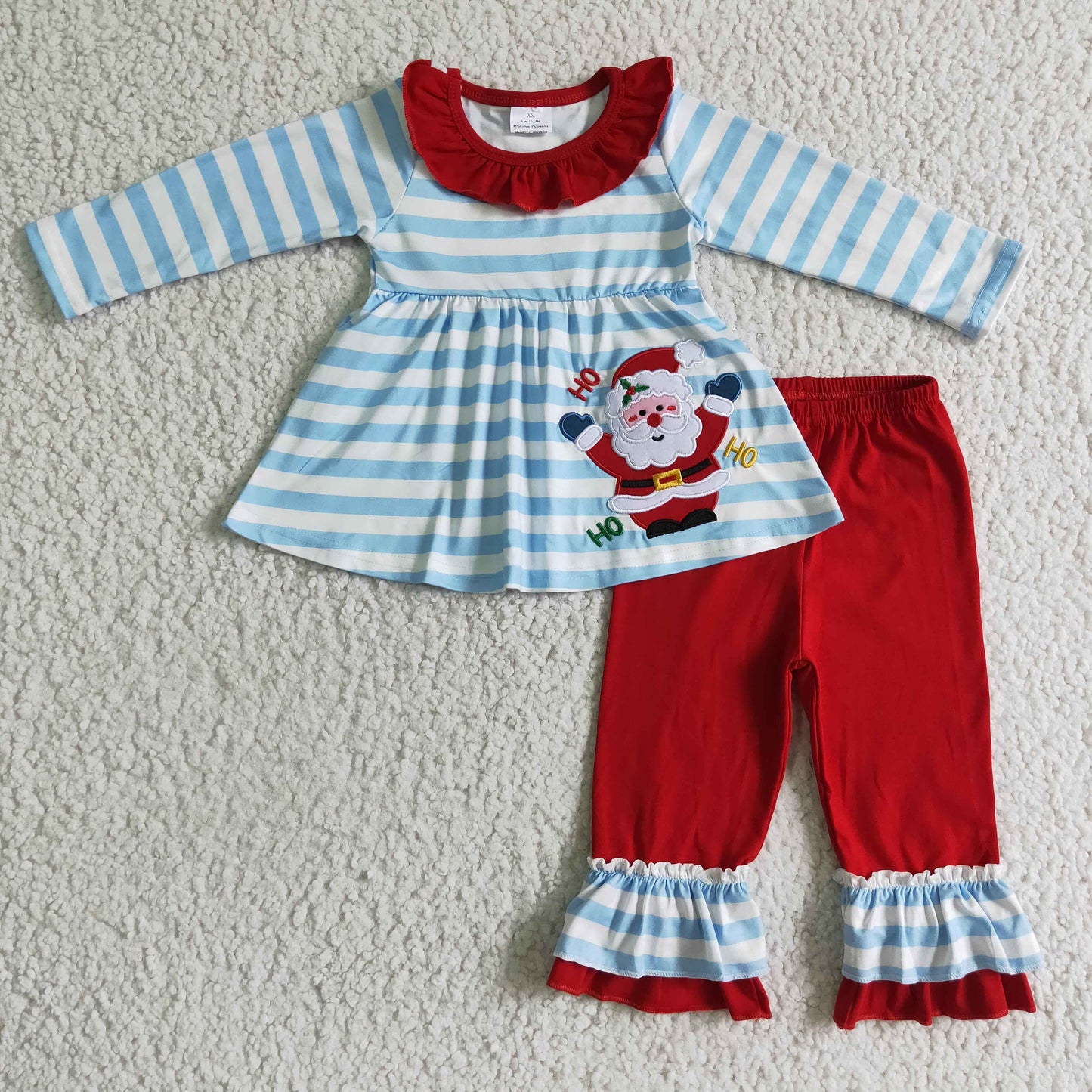 Ho ho ho santa embroidery kids girls Christmas outfits