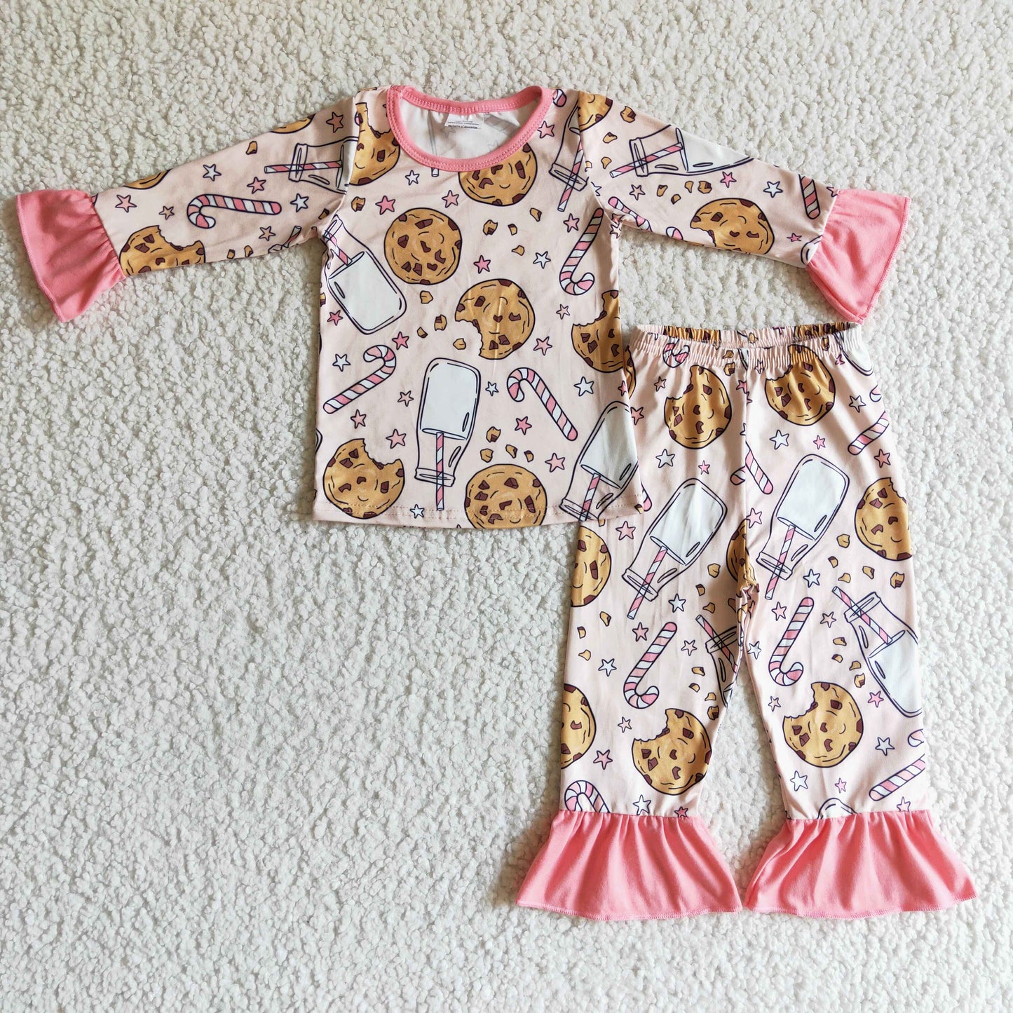 Biscuit milk candy cane girls Christmas pajamas