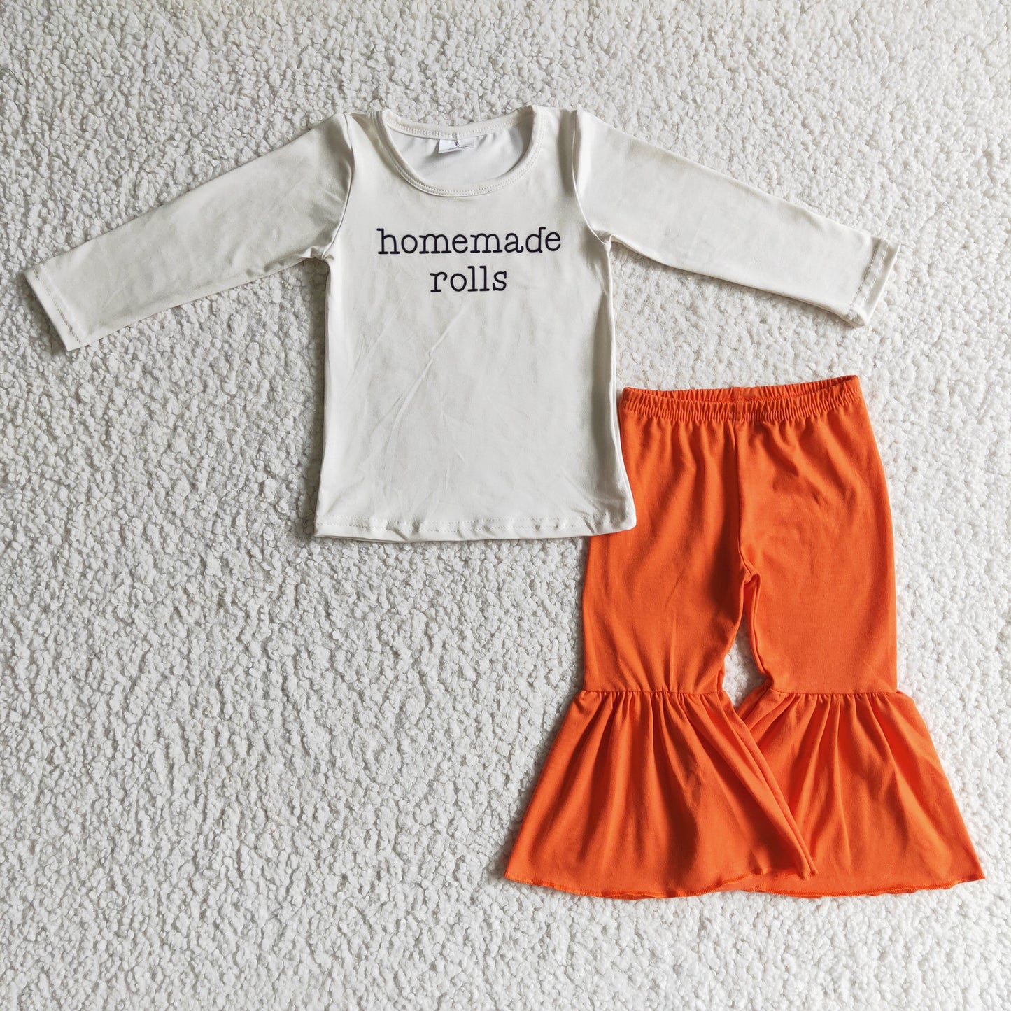 Homemade rolls shirt orange pants kids girls fall clothing